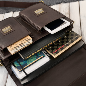 Teczka męska na dokumenty skórzana aktówka podróżna brązowa AY-03-BR