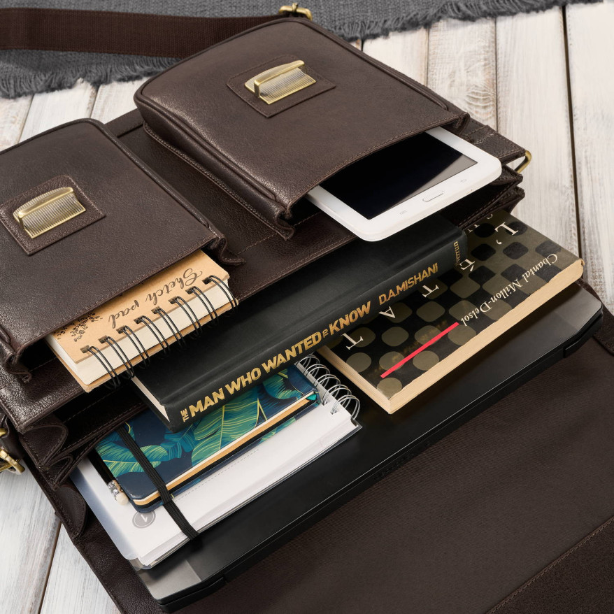 Teczka męska na dokumenty skórzana aktówka podróżna brązowa AY-03-BR