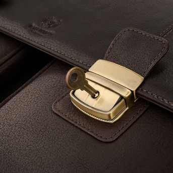 Teczka męska na dokumenty skórzana aktówka podróżna brązowa AY-03-BR