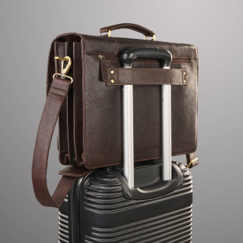 Teczka męska na dokumenty skórzana aktówka podróżna brązowa AY-03-BR