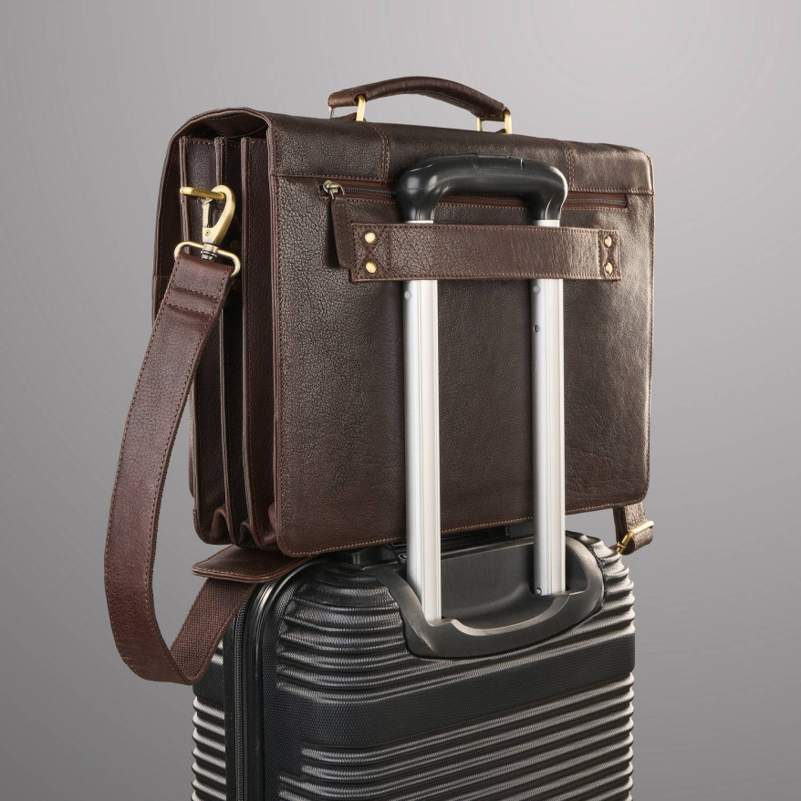 Teczka męska na dokumenty skórzana aktówka podróżna brązowa AY-03-BR