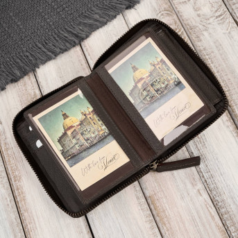 Portfel męski w orientacji pionowej brązowy bawełniany canvas i skóra naturalna AY-06-BR