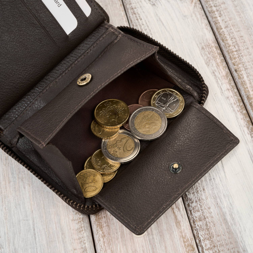 Portfel męski w orientacji pionowej brązowy bawełniany canvas i skóra naturalna AY-06-BR