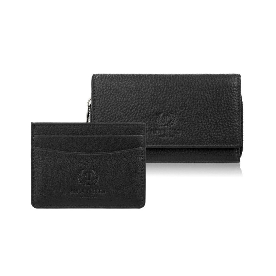 Zestaw prezentowy dla niej portfel damski skórzany T-138 i etui na karty T-151 ZUP-145-BL