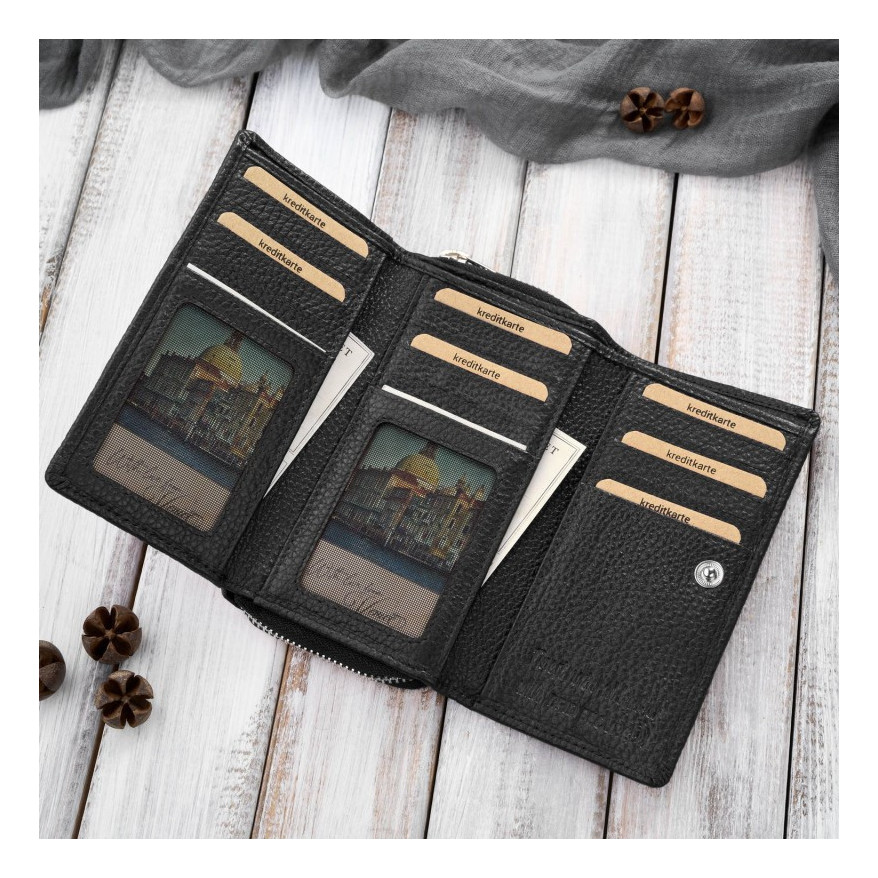 Zestaw prezentowy dla niej portfel damski skórzany T-138 i etui na karty T-151 ZUP-145-BL