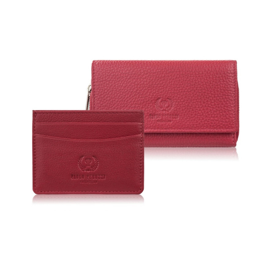 Zestaw prezentowy dla niej portfel damski skórzany T-138 i etui na karty T-151 ZUP-145-RD