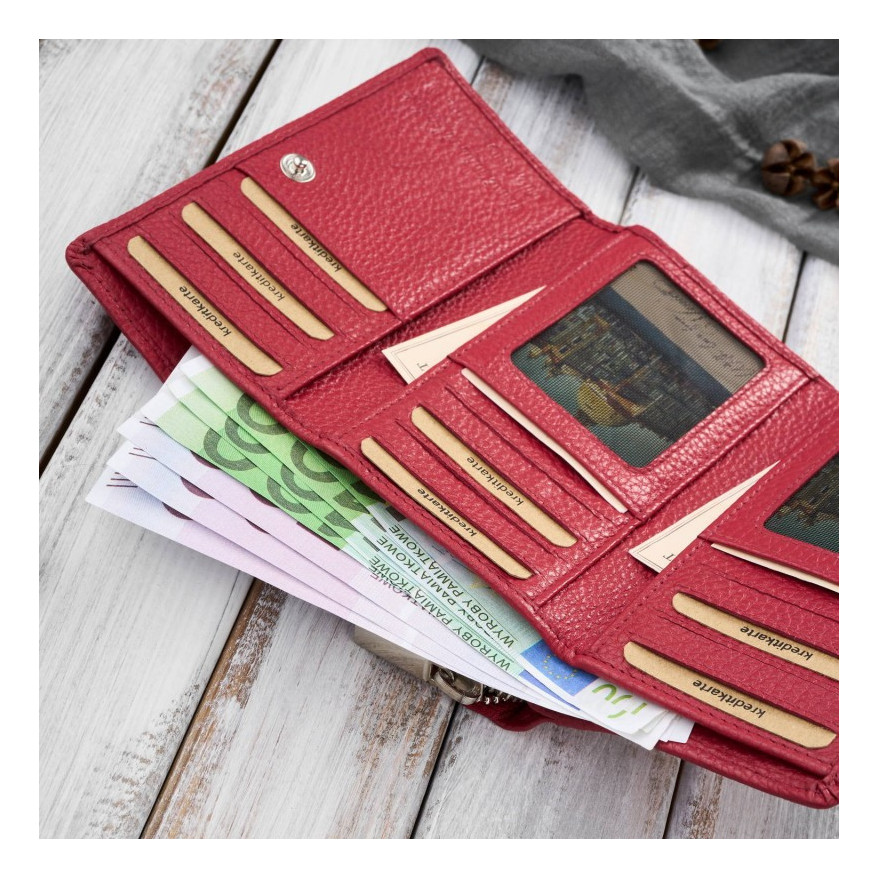 Zestaw prezentowy dla niej portfel damski skórzany T-138 i etui na karty T-151 ZUP-145-RD