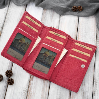 Zestaw prezentowy dla niej portfel damski skórzany T-138 i etui na karty T-151 ZUP-145-RD