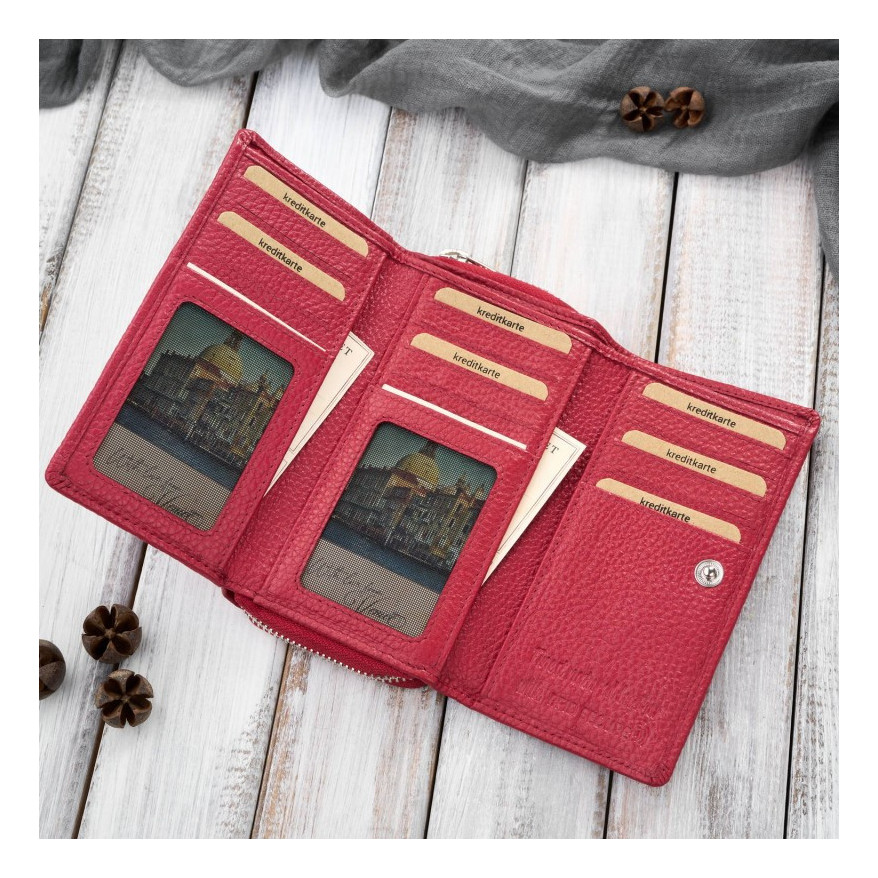 Zestaw prezentowy dla niej portfel damski skórzany T-138 i etui na karty T-151 ZUP-145-RD