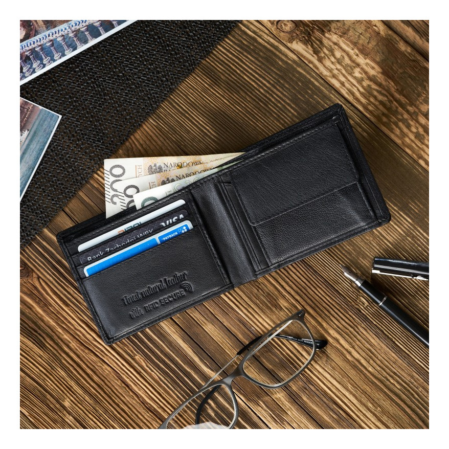 Zestaw prezentowy dla niego portfel męski skórzany T-67 i etui na karty T-151 ZUP-147-BL