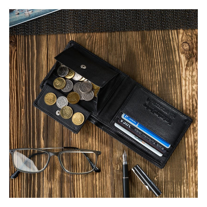 Zestaw prezentowy dla niego portfel męski skórzany T-67 i etui na karty T-151 ZUP-147-BL