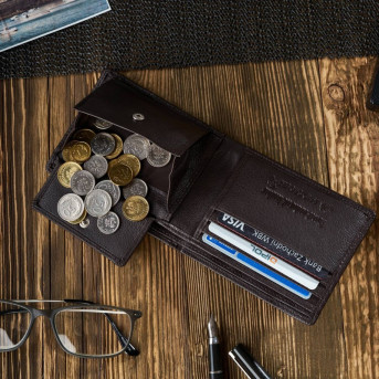 Zestaw prezentowy dla niego portfel męski skórzany T-67 i etui na karty T-151 ZUP-147-BR