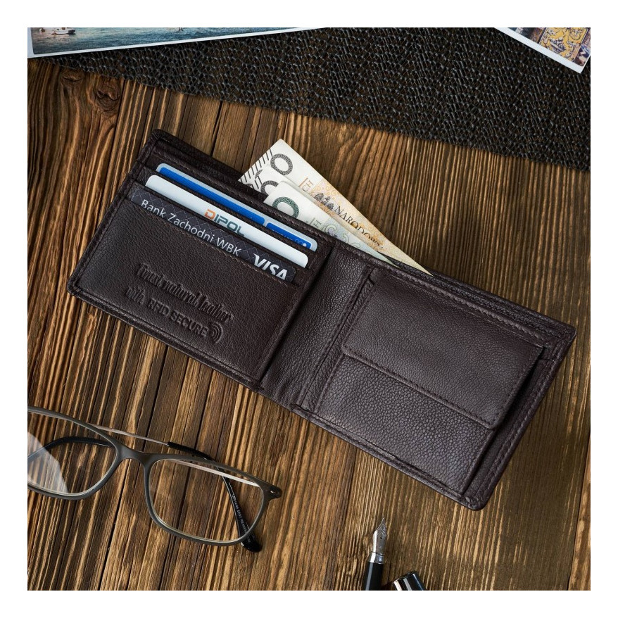 Zestaw prezentowy dla niego portfel męski skórzany T-67 i etui na karty T-151 ZUP-147-BR