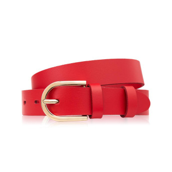 Pasek damski skórzany czerwony 100 cm ze złotą klamrą PG-01-RD-100