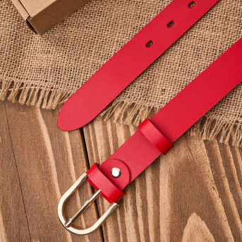 Pasek damski skórzany czerwony 110 cm ze złotą klamrą PG-01-RD-110