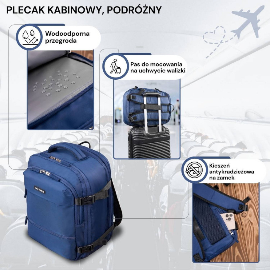 Plecak podróżny do samolotu wielofunkcyjny Paolo Peruzzi AS-01-NV