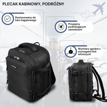 Plecak podróżny do samolotu wielofunkcyjny Paolo Peruzzi AS-01-BL
