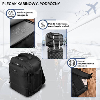 Plecak podróżny do samolotu wielofunkcyjny Paolo Peruzzi AS-01-BL