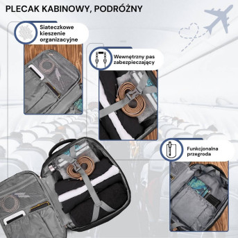 Plecak podróżny do samolotu wielofunkcyjny Paolo Peruzzi AS-01-BL