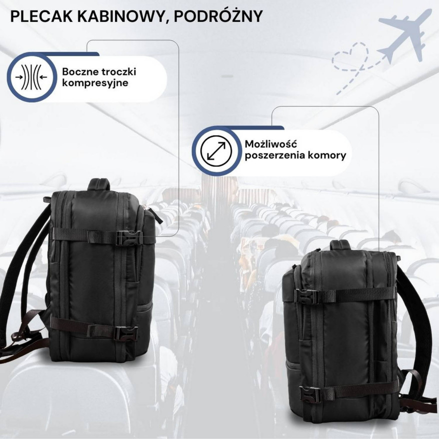 Plecak podróżny do samolotu wielofunkcyjny Paolo Peruzzi AS-01-BL