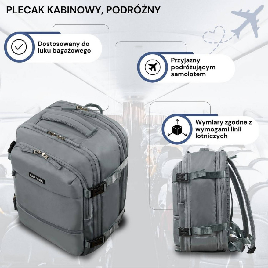 Plecak podróżny do samolotu wielofunkcyjny Paolo Peruzzi AS-01-GR