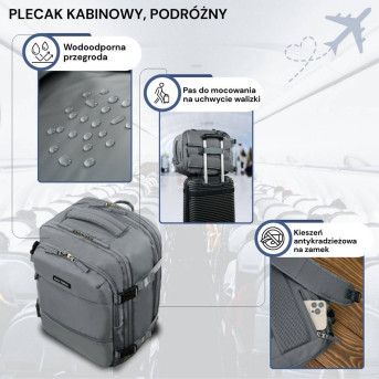 Plecak podróżny do samolotu wielofunkcyjny Paolo Peruzzi AS-01-GR