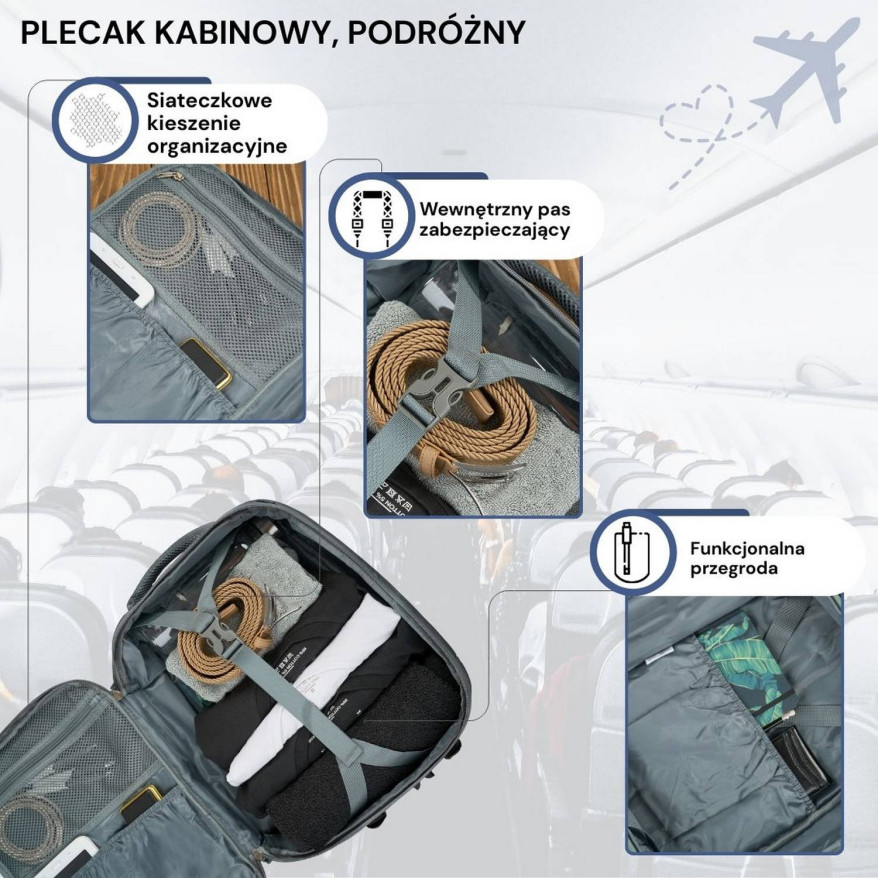 Plecak podróżny do samolotu wielofunkcyjny Paolo Peruzzi AS-01-GR