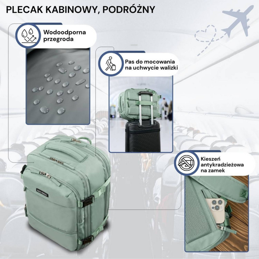 Plecak podróżny do samolotu wielofunkcyjny Paolo Peruzzi AS-01-GB