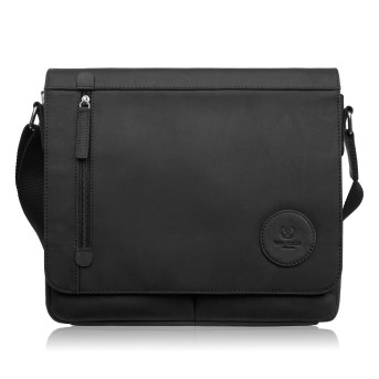 Męska czarna torba na ramie ze skóry naturalnej vintage T-147-HBL