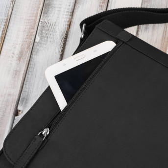 Męska czarna torba na ramie ze skóry naturalnej vintage T-147-HBL