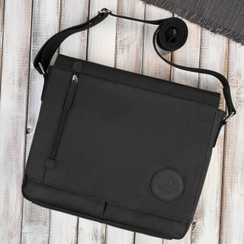 Męska czarna torba na ramie ze skóry naturalnej vintage T-147-HBL