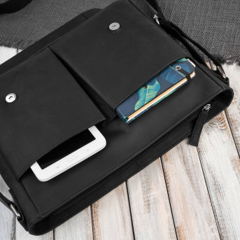 Męska czarna torba na ramie ze skóry naturalnej vintage T-147-HBL