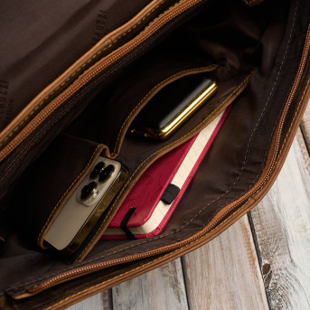 Męska brązowa torba na ramie ze skóry naturalnej vintage T-147-HBR