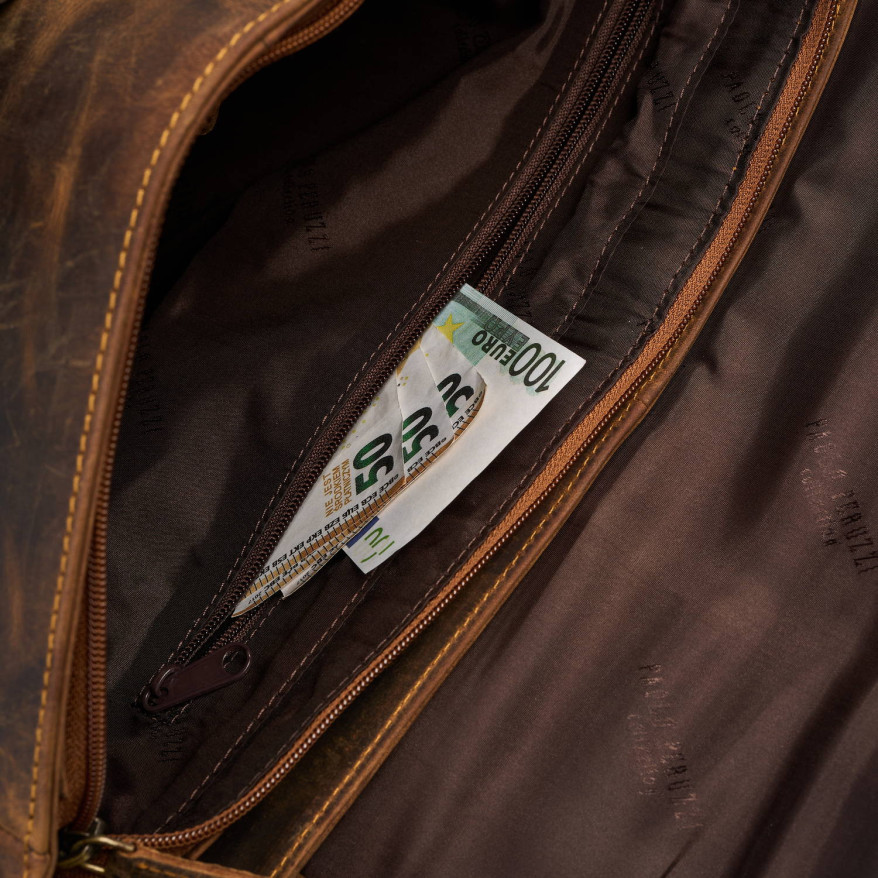 Męska brązowa torba na ramie ze skóry naturalnej vintage T-147-HBR