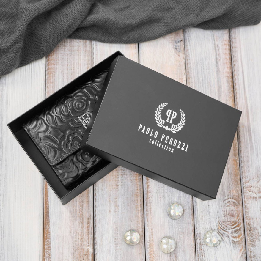 Portfel damski skórzany czarny w orientacji poziomej RFID Paolo Peruzzi AL-15-BL