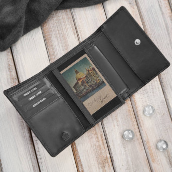 Portfel damski skórzany czarny w orientacji poziomej RFID Paolo Peruzzi AL-15-BL