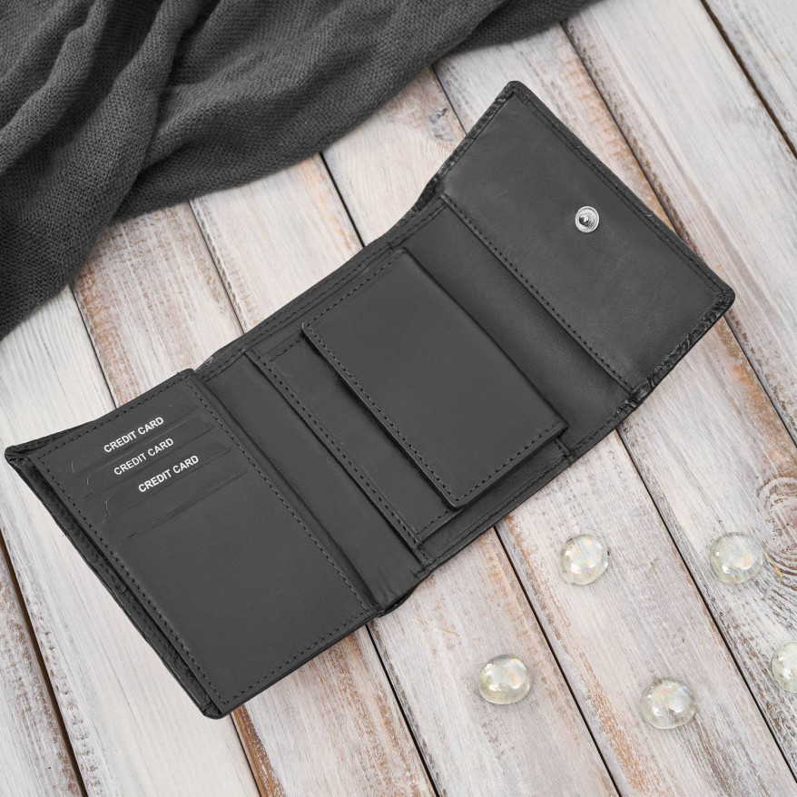 Portfel damski skórzany czarny w orientacji poziomej RFID Paolo Peruzzi AL-15-BL