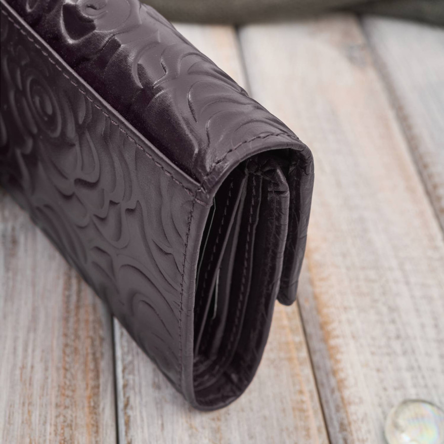 Portfel damski skórzany burgundowy w orientacji poziomej RFID AL-15-BGD