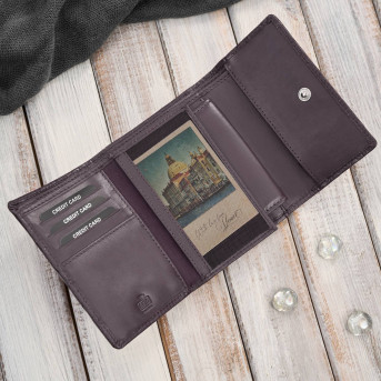 Portfel damski skórzany burgundowy w orientacji poziomej RFID AL-15-BGD