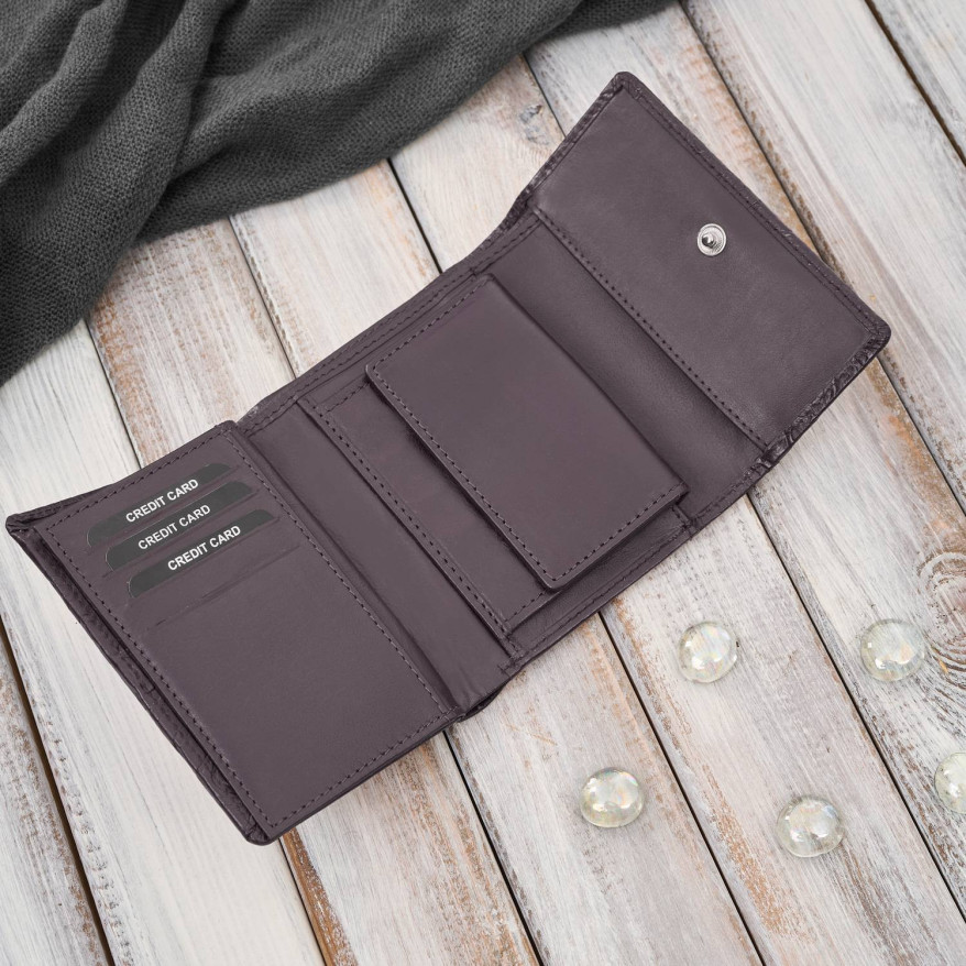 Portfel damski skórzany burgundowy w orientacji poziomej RFID AL-15-BGD