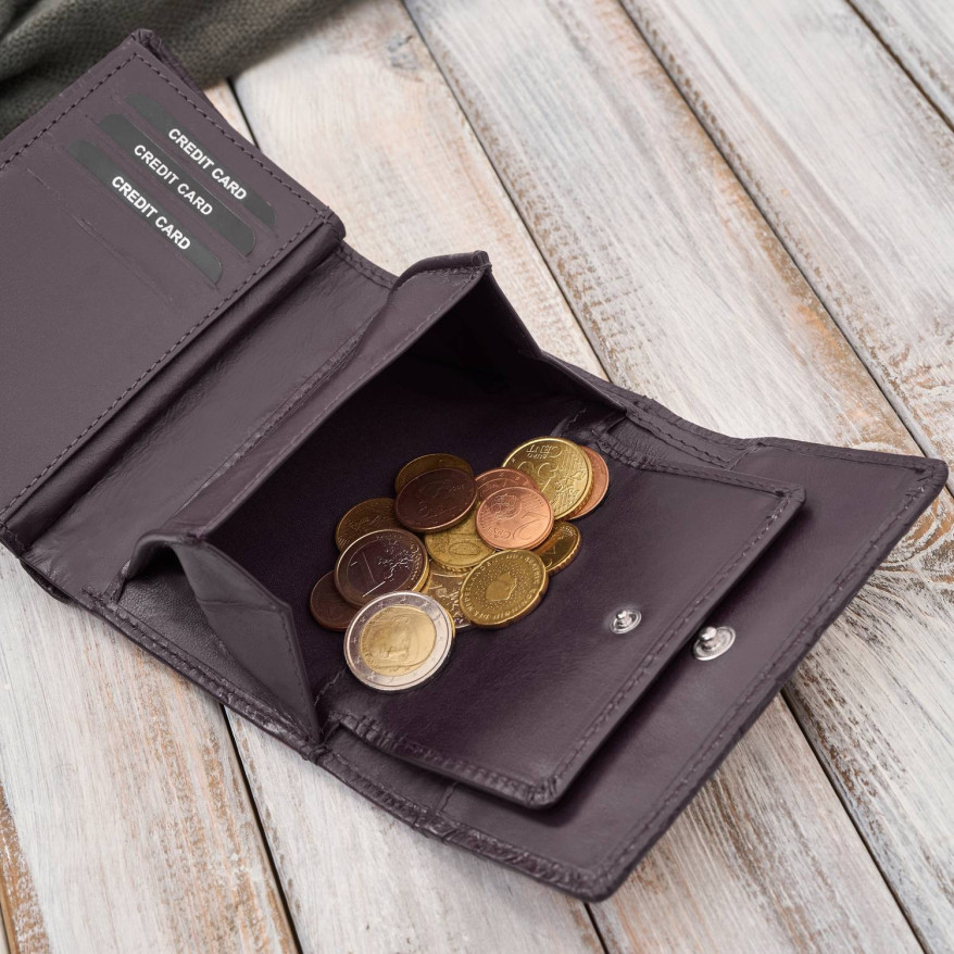 Portfel damski skórzany burgundowy w orientacji poziomej RFID AL-15-BGD