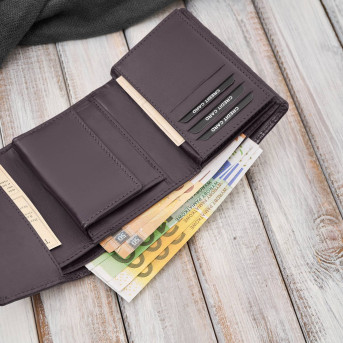 Portfel damski skórzany burgundowy w orientacji poziomej RFID AL-15-BGD