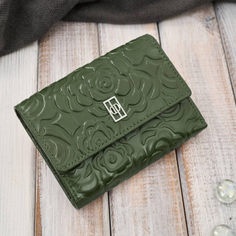 Portfel damski skórzany zielony w orientacji poziomej RFID AL-15-GB