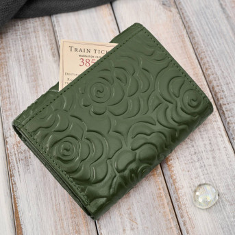 Portfel damski skórzany zielony w orientacji poziomej RFID AL-15-GB