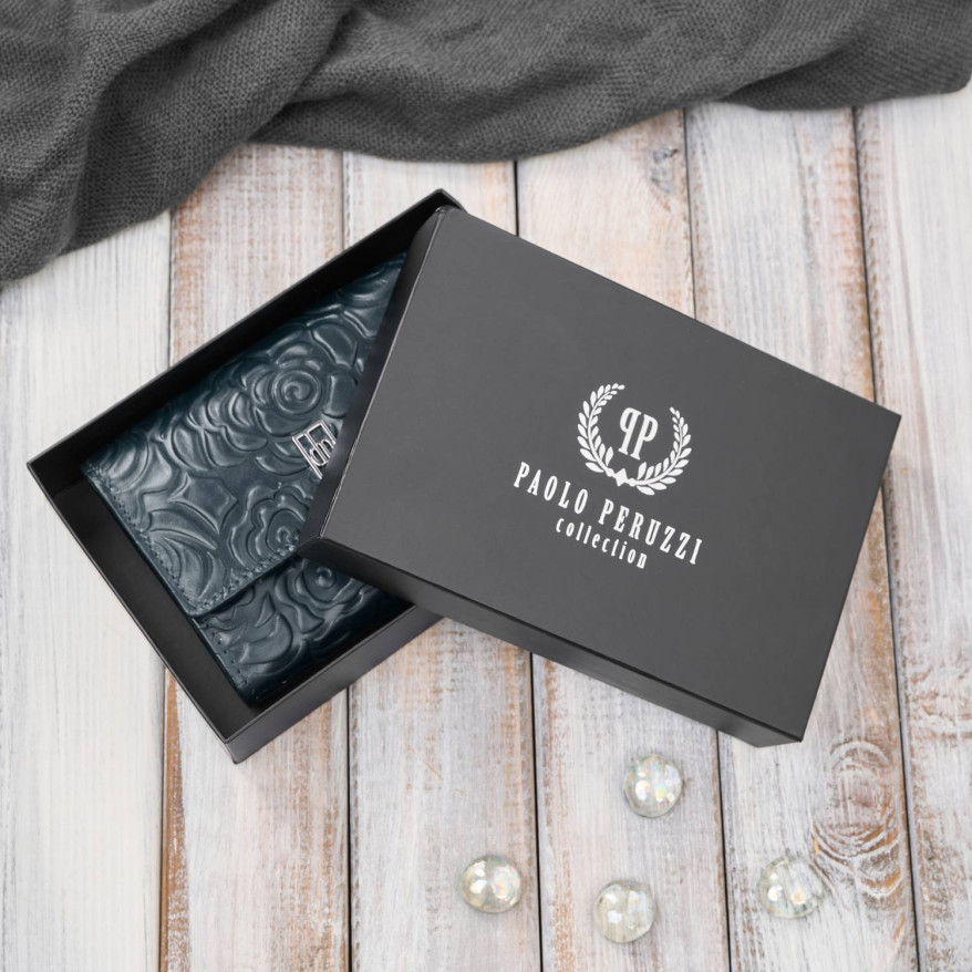 Portfel damski skórzany granatowy w orientacji poziomej RFID AL-15-NV