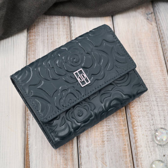 Portfel damski skórzany granatowy w orientacji poziomej RFID AL-15-NV