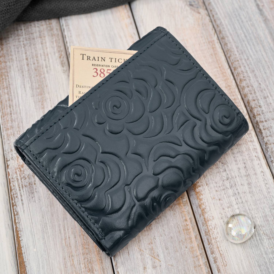 Portfel damski skórzany granatowy w orientacji poziomej RFID AL-15-NV