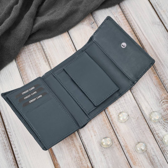 Portfel damski skórzany granatowy w orientacji poziomej RFID AL-15-NV