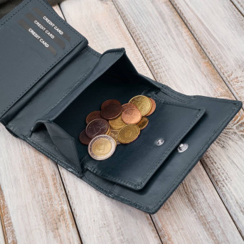 Portfel damski skórzany granatowy w orientacji poziomej RFID AL-15-NV