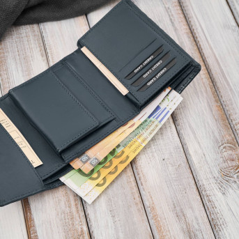 Portfel damski skórzany granatowy w orientacji poziomej RFID AL-15-NV